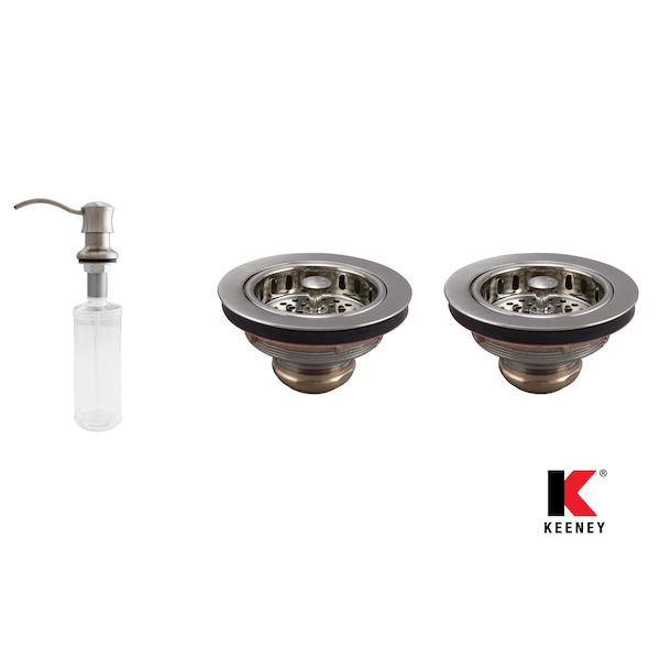 Keeney Mfg Basics Double Strainer Kitchen Kit, Stainless Steel KITK5445SSDS - main